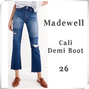 Madewell Cali Demi Boot High Rise Crop Legs Jeans Unpatched Edition Raw Hem